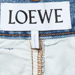 Pre Owned Loewe Blue Denim Anagram Detail Cropped Jeans L/Waist 31"