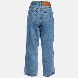 Pre Owned Loewe Blue Denim Anagram Detail Cropped Jeans L/Waist 31"