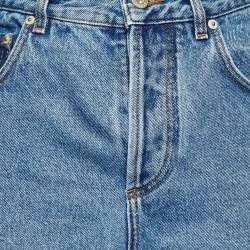 Pre Owned Loewe Blue Denim Anagram Detail Cropped Jeans L/Waist 31"