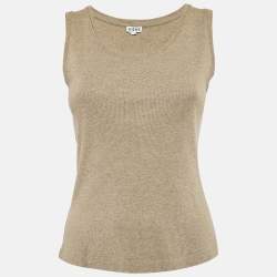 Pre Owned Loewe Taupe Green Cotton Knit Tank Top M