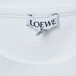 Pre Owned Loewe White Anagram Embroidered Cotton Crew Neck T-Shirt XS