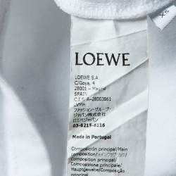 Pre Owned Loewe White Anagram Embroidered Cotton Crew Neck T-Shirt XS
