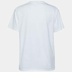 Pre Owned Loewe White Anagram Embroidered Cotton Crew Neck T-Shirt XS