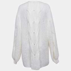 Pre Owned Loewe Off-White Cable Knit Cardigan M