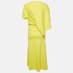 Pre Owned Loewe Yellow Jersey Asymmetric Long Dress L