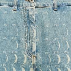Pre Owned Loewe X Paula's Ibiza Blue Moon Print Denim Cargo Jeans S Waist 28"