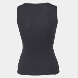 Pre Owned Loewe Black Logo Embroidered Rib Knit Tank Top XS