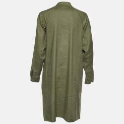 Pre Owned Loewe Sage Green Logo Embroidered Tunic Dress S