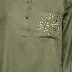 Pre Owned Loewe Sage Green Logo Embroidered Tunic Dress S