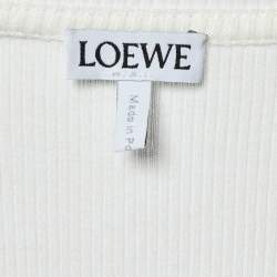 Pre Owned Loewe White Anagram Embroidered Rib Knit Tank Top S