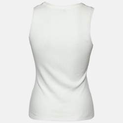 Pre Owned Loewe White Anagram Embroidered Rib Knit Tank Top S