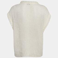 Pre Owned Loewe White Anagram Mohair Sheer Vest M