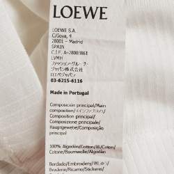 Pre Owned Loewe White Anagram Embroidered Rib Knit Crop Top M