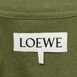 Loewe Green Cotton Blend Leather Logo Pocket Detail Workwear Jacket S