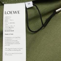 Loewe Green Cotton Blend Leather Logo Pocket Detail Workwear Jacket S