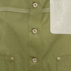 Loewe Green Cotton Blend Leather Logo Pocket Detail Workwear Jacket S
