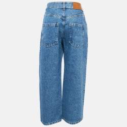Pre Owned Loewe Blue Denim Logo Detail Baggy Jeans L Waist 32"