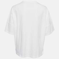 Loewe White Anagram Embroidered Cotton Slit Detail T-Shirt XS