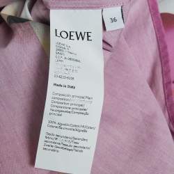Pre Owned Loewe Pink Wallpaper Print Cotton Asymmetric Long Shirt S