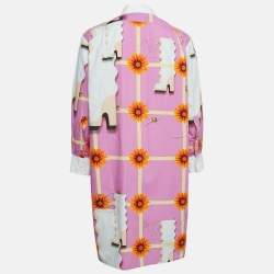 Pre Owned Loewe Pink Wallpaper Print Cotton Asymmetric Long Shirt S