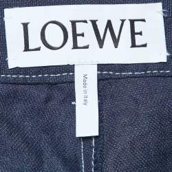 Pre Owned Loewe Navy Blue Linen & Cotton Cargo Trousers XL