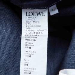 Pre Owned Loewe Navy Blue Linen & Cotton Cargo Trousers XL