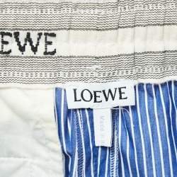 Pre Owned Loewe Blue/White Striped Cotton Drawstring Shorts S