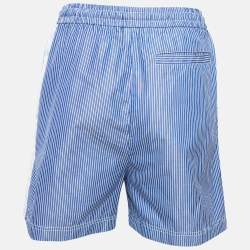 Pre Owned Loewe Blue/White Striped Cotton Drawstring Shorts S