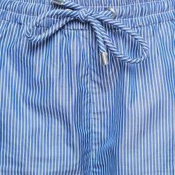 Pre Owned Loewe Blue/White Striped Cotton Drawstring Shorts S