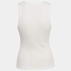 Pre Owned Loewe White Cotton Anagram Embroidered Tank Top M