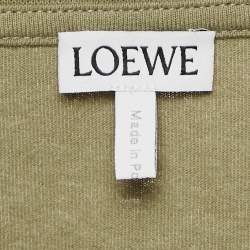 Pre Owned Loewe Olive Green Cotton Anagram Embroidered T-Shirt M