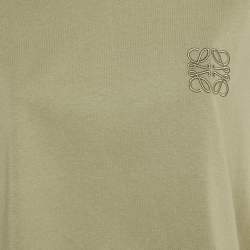 Pre Owned Loewe Olive Green Cotton Anagram Embroidered T-Shirt M
