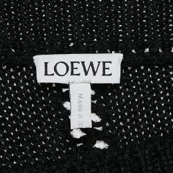 Loewe Black Wool Cable Knit Fringed Sweater L