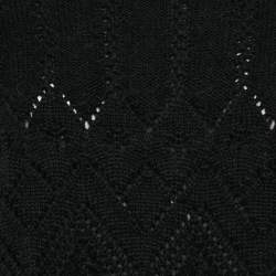 Loewe Black Wool Cable Knit Fringed Sweater L
