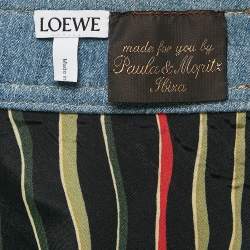 Pre Owned Loewe X Paula's Ibiza Printed Crepe Denim Trimmed Wrap Skirt M