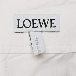مملوكة مسبقًا Loewe White Logo Embroidered Cotton Midi Dress M