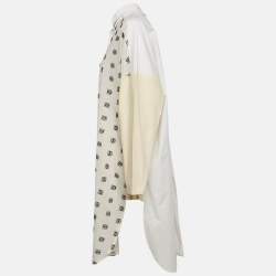 مملوكة مسبقًا Loewe White Logo Embroidered Cotton Midi Dress M