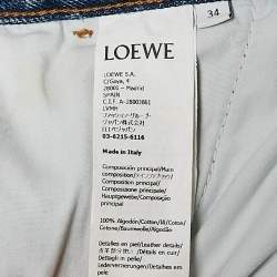 Pre Owned Loewe Blue Denim Logo Detail Straight Leg Jeans S Waist 26"