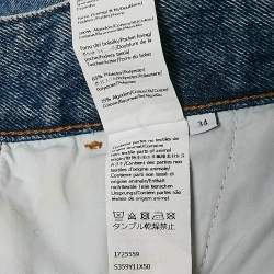 Pre Owned Loewe Blue Denim Logo Detail Straight Leg Jeans S Waist 26"