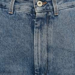 Pre Owned Loewe Blue Denim Logo Detail Straight Leg Jeans S Waist 26"