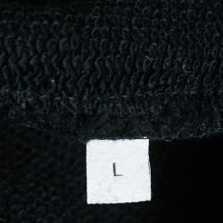 Pre Owned Loewe Black Logo Embroidered Cotton Crew Neck Sweatshirt L