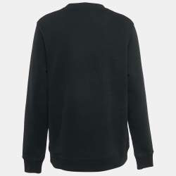 Pre Owned Loewe Black Logo Embroidered Cotton Crew Neck Sweatshirt L