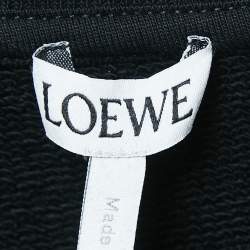 Pre Owned Loewe Black Logo Embroidered Cotton Crew Neck Sweatshirt L