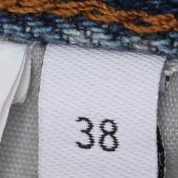 Pre Owned Loewe Blue Washed Denim Cut-Out Detail Anagram Cropped Jeans M