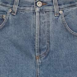 Pre Owned Loewe Blue Washed Denim Cut-Out Detail Anagram Cropped Jeans M
