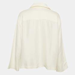 Loewe Off-White Logo Embroidered Cotton Button Front Blouse M