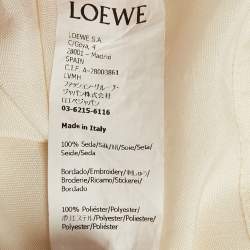 Loewe Off-White Logo Embroidered Cotton Button Front Blouse M