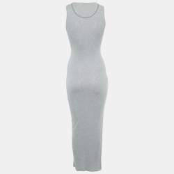 مملوكة مسبقًا Loewe Grey Angaram Embroidered Rib Knit Maxi Dress XS