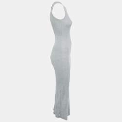 مملوكة مسبقًا Loewe Grey Angaram Embroidered Rib Knit Maxi Dress XS