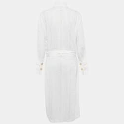 Pre Owned Loewe White Broderie Anglaise Cotton Belted Coat S